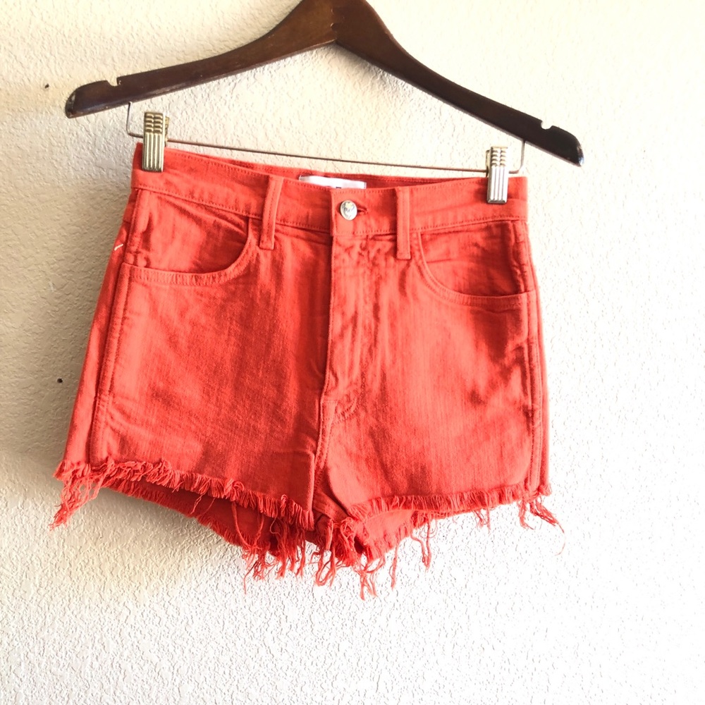 Wildfox || Fray High Rise Orange Shorts